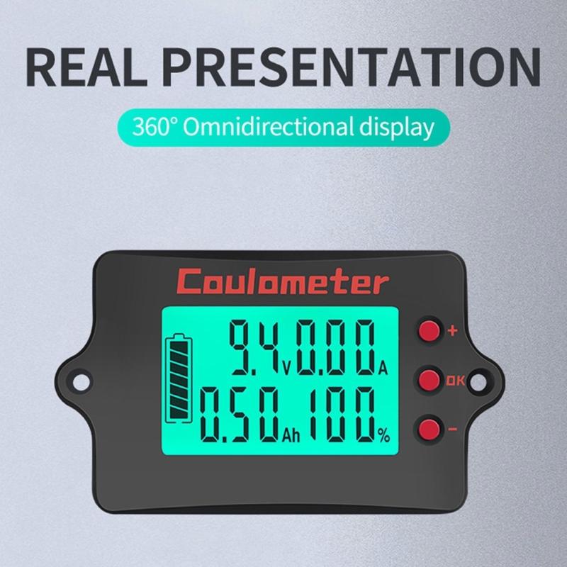 Single Screen Battery Coulomb Meter 8V to 120V Precise Amp Meter for Efficient Charging Management