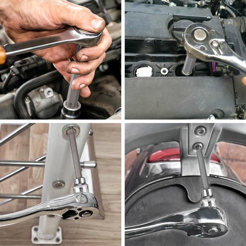 Автомобильные аксессуары Хром-ванадиевая стальной привод, удлиненный, размер T25, T30, T40, T45, T50, T55, T60, набор торцевых головок Torx Star, 7 шт., 3/8 дюйма