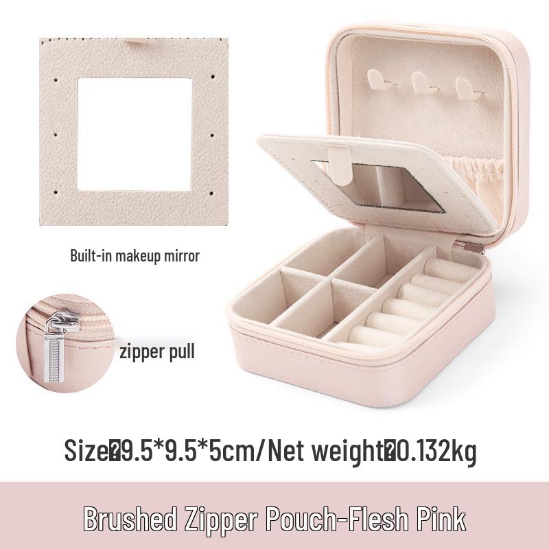 Бархатная шкатулка для драгоценностей на молнии: Портативное хранилище для ожерелий, браслетов, колец и серег