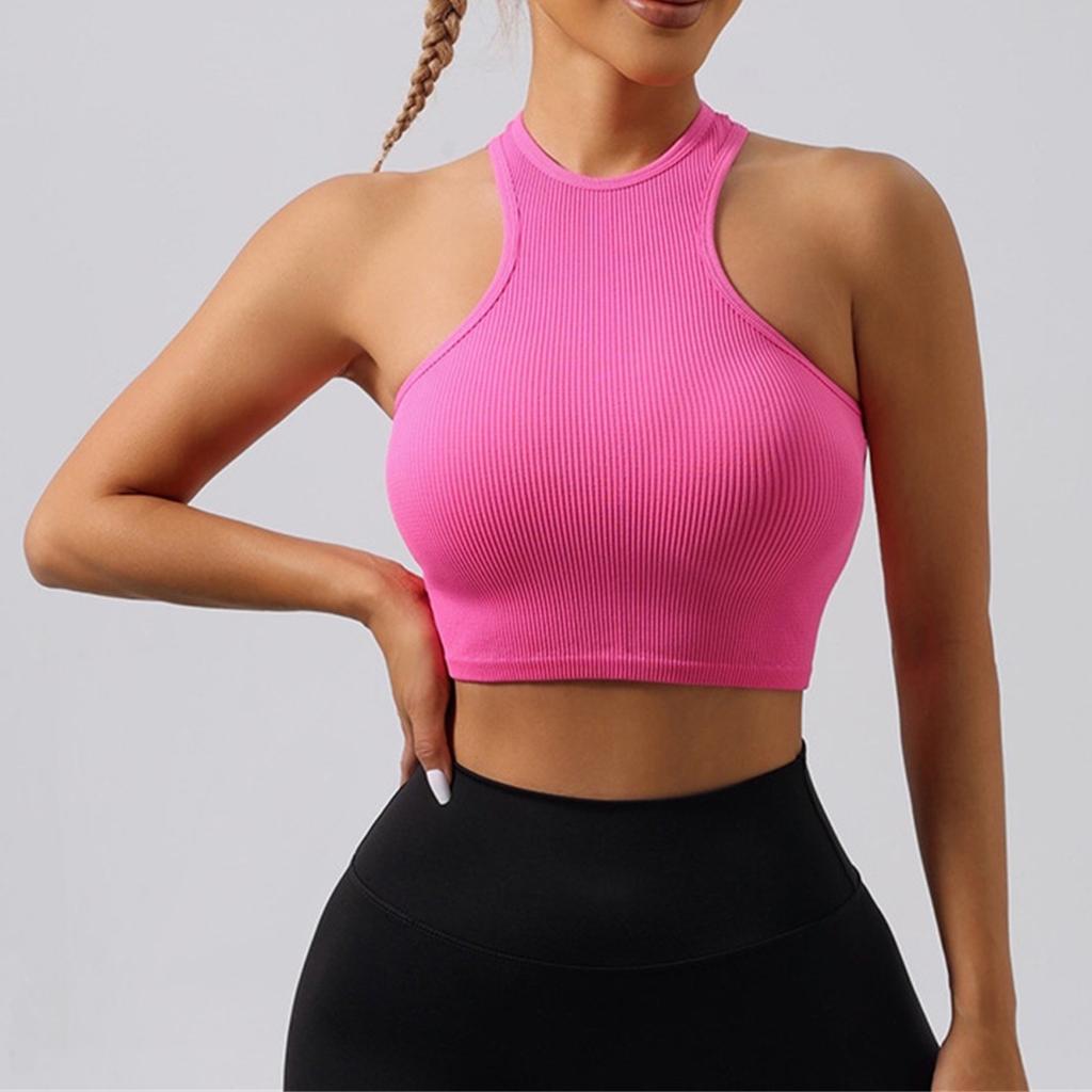 Женская мода жилет для йоги из ниток бесшовный трикотажный бег спортивный облегающий жилет для фитнеса йога топ