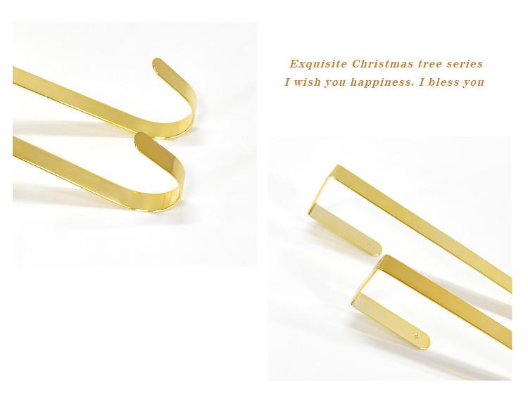 Golden Wrought Iron Christmas Wreath and Stocking Hook