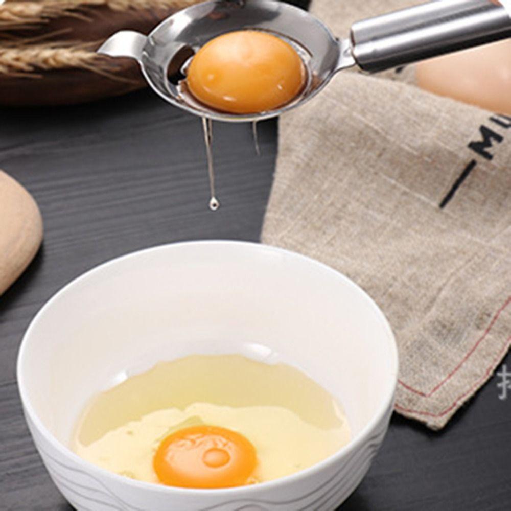 Long Handle Stainless Steel Egg Separator Hangable Yolk Strainer  Kitchen