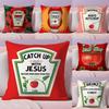 Pikpaka Funny K-Ketchup L-Label Cushion Cover Plush Fabric Soft Double-Sided Printed Sofa Warm Winter Home Gift Pillow Cover