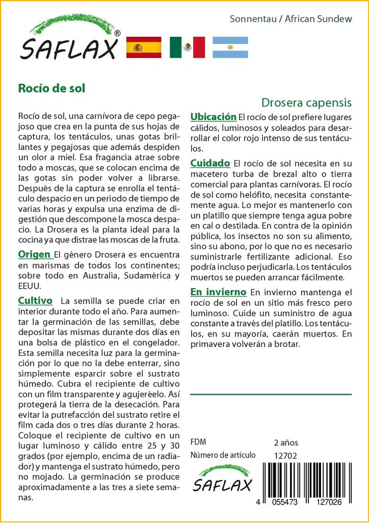 SAFLAX Росянка африканская - 200 семян - Drosera capensis