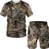 Summer Casual Camouflage Hunting Animal Wild Boar 3D T-Shirt Fashion Men's Tracksuit Short Sleeve Sportwear Men Clothing Suit
