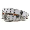 White PU Belt Inlaid With Full Diamond Skull Accessories Punk Fashion Trend Women's Loose Belt Diamond Belt