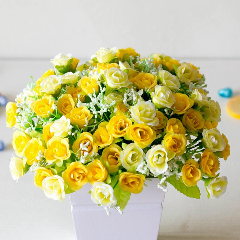 7 Вилок Искусственные Поддельные Цветы Роза Свадебный Букет Домашняя Вечеринка Декор Пластик