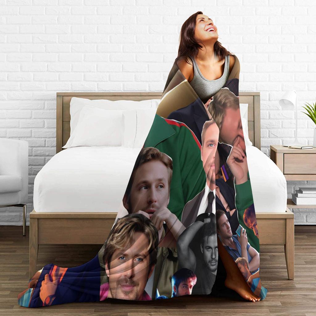 Soft Throw Blanket Travel Office Ryan Gosling Collage Blankets Flannel Bedspread For Couch Chair Trend Sofa Bed Cover