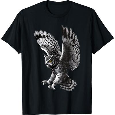 Искусство с летающей совой Дикая природа Природа Животное Наблюдение за птицами Футболка