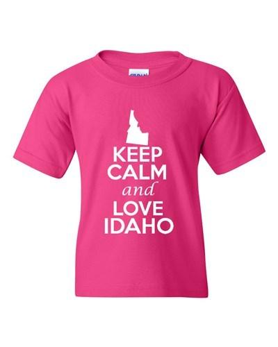 Keep Calm And Love Idaho State Novelty Statement Youth Kids T-Shirt Tee Unisex T-Shirt