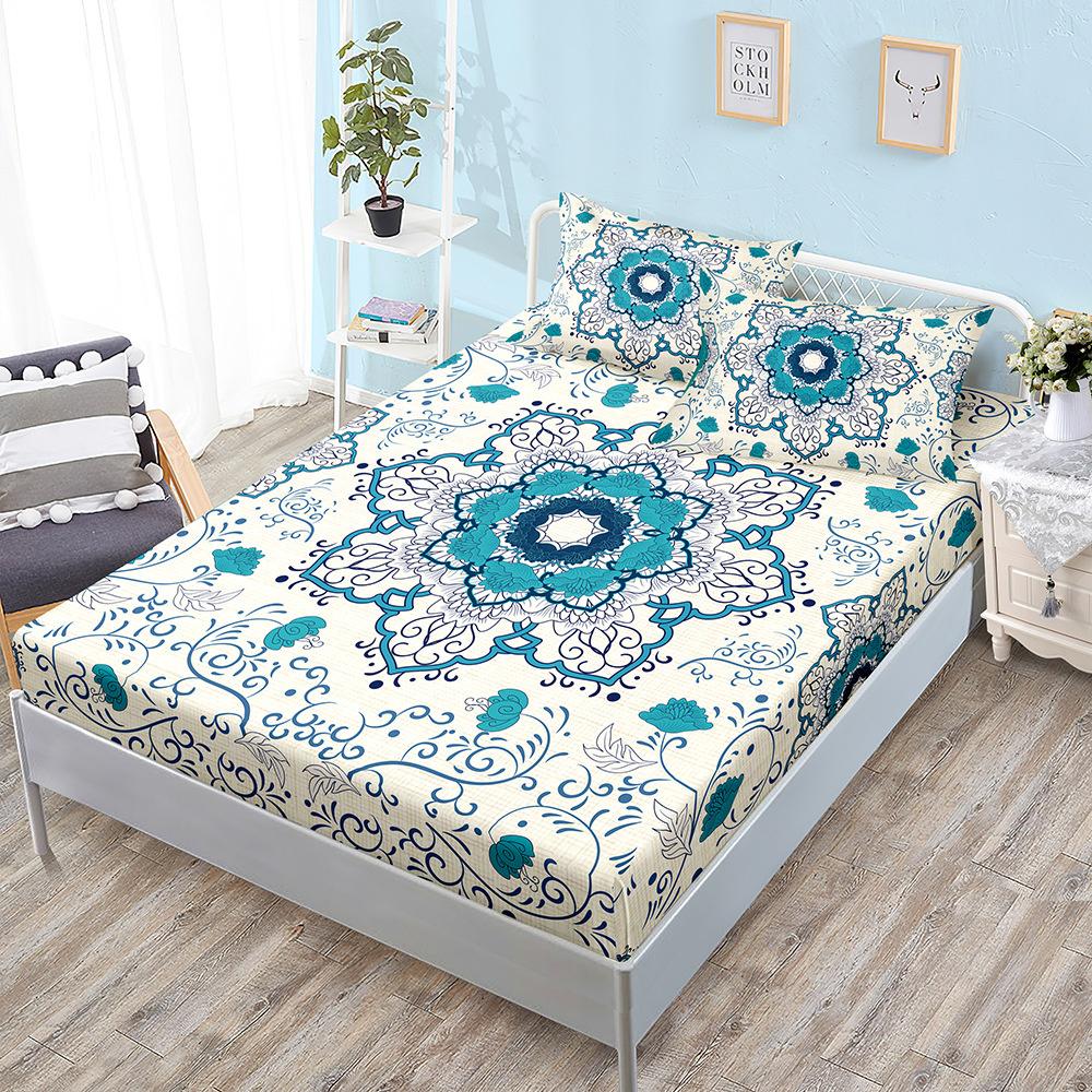 Bohemian Style Sheet Bed Mattress Protector Fashion Bedding Elastic Fitted Sheet Kids Adults Bed Cover Twin Full Queen King Size