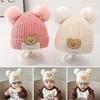 0-3Year Plush Ball Baby Knitted Hat Solid Color Beanie Hats Children Warm Cap  Baby Children Kids