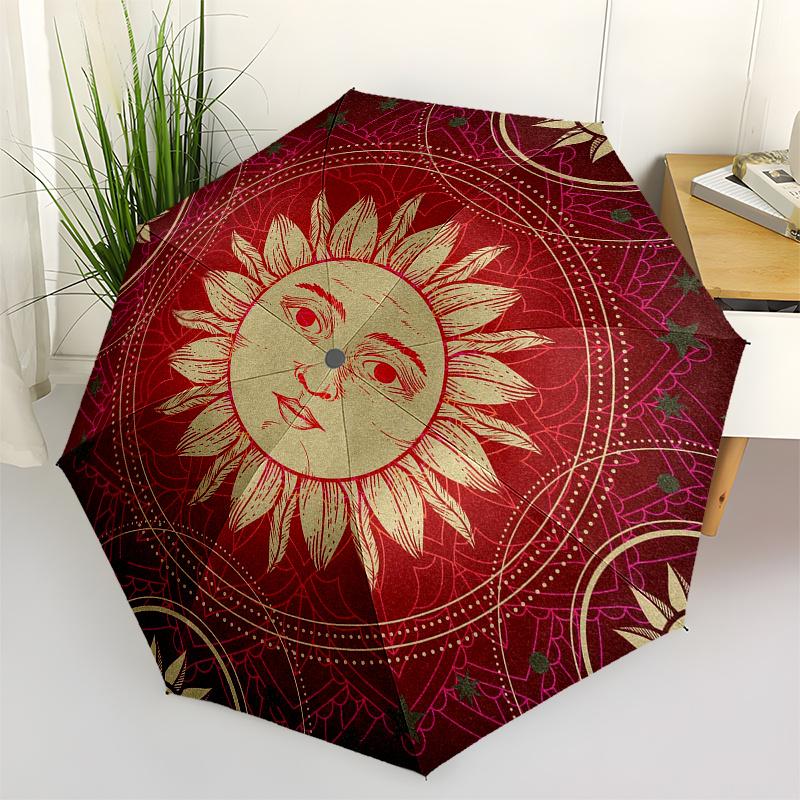 Golden Sun Mandala Tapestry: Bohemian Wall Hanging for Home DecorUmbrella, Portable 3-Fold Umbrella for Men & Women,Christmas Gift ES177