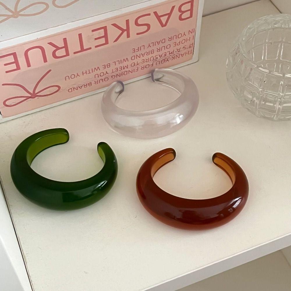 Зеленый широкий браслет-манжета, прозрачное ретро-кольцо для руки, милый акриловый открытый браслет для женщин
