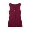 Spring New Women's Clothing Fashion All-Match Golden Button Plain Stitch Sleeveless French Vest Tops 4192100