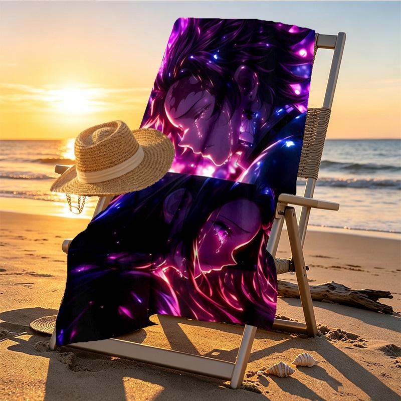 Demon Slayer Print Beach Towel Design, Soft, Lightweight. for Home Bathroom, Spa, Pool, Yoga, Surfing, Camping, Gift for Family, Friend