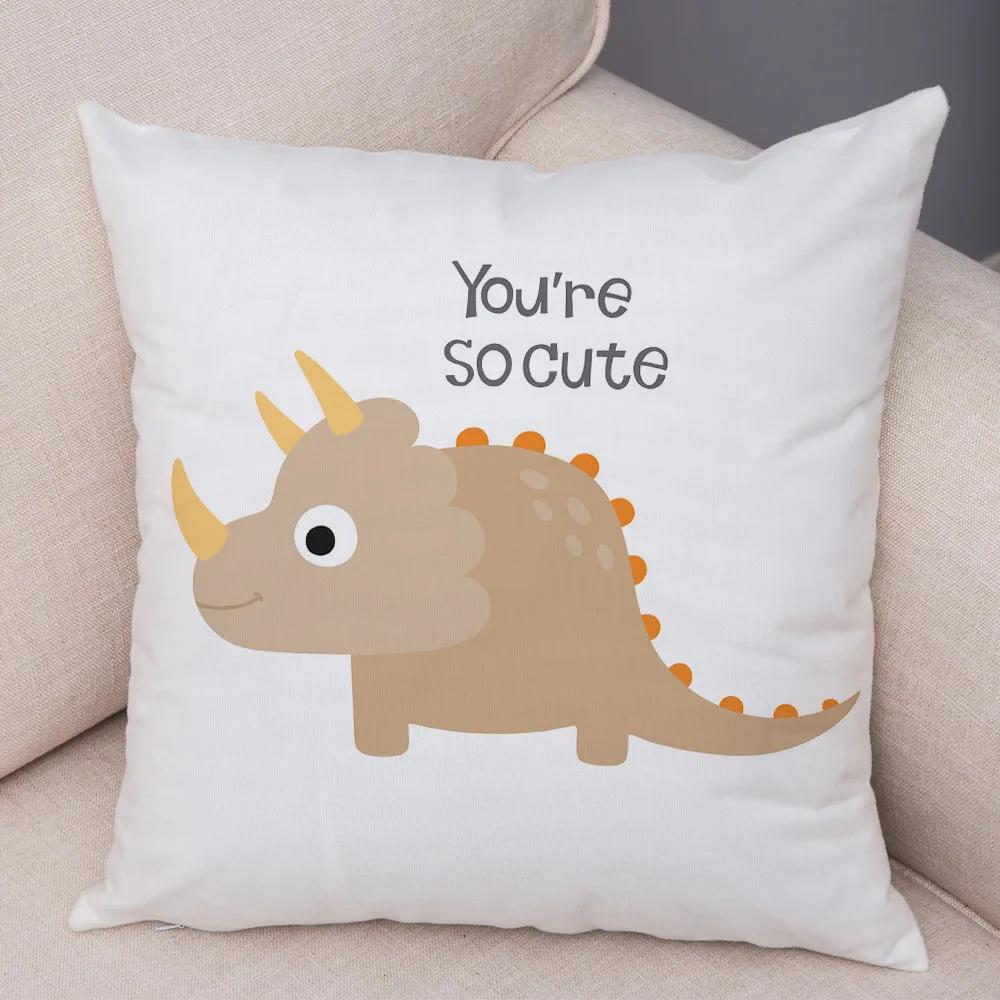 Милая наволочка на подушку с динозавром юрского периода, декоративная мультяшная наволочка с животным, для детской комнаты, дивана