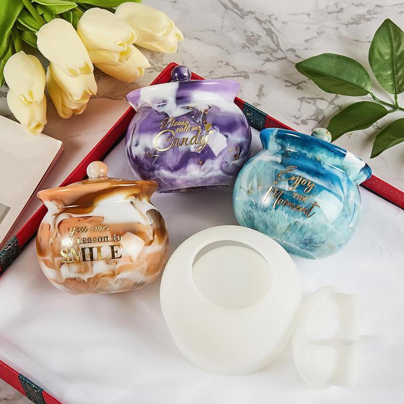 WTEMPO Силиконовая банка с крышкой Форма для изготовления Эпоксидная форма для литья Креативная форма для изготовления DIY коробки для хранения Украшение дома Праздничные поделки Форма для изготовления