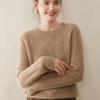 Женский кашемировый свитер крупной вязки: Круглый вырез, Утолщенный, Универсальный Осенне-зимний Повседневный Модный