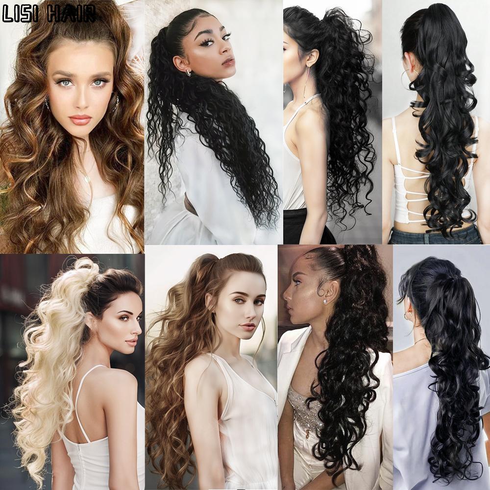 MERISIHAIR Синтетические длинные толстые волны, волокно пони, зажим для когтей, вьющиеся наращивание хвоста, зажим для парика для женщин, повседневного использования