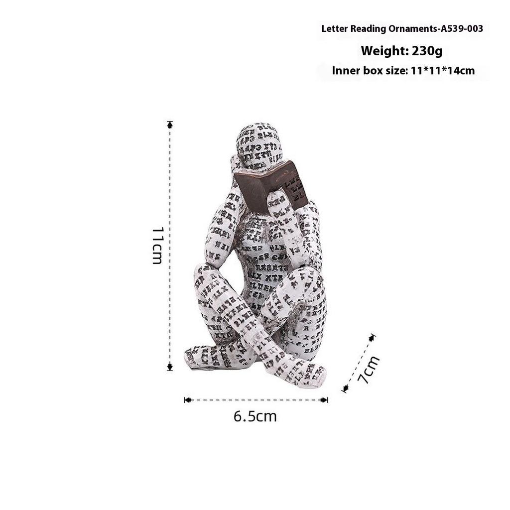 Nordic Book Lover Statue - Reading Person Resin Sculpture for Bookshelf Decor, Study Desk Ornament Minimalist Craft Decor