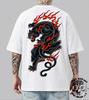 Black Panther T-Shirt with Flames, American Traditional Tattoo Style