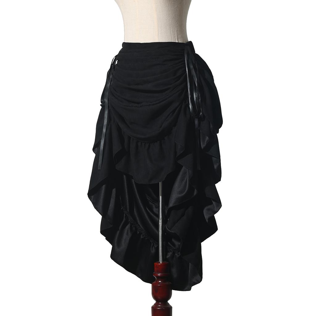 Pirate Skirt Women Renaissance Gothic Medieval Costume Drawstring High Low Skirt Victorian Steampunk Ruffles Irregular Skirts