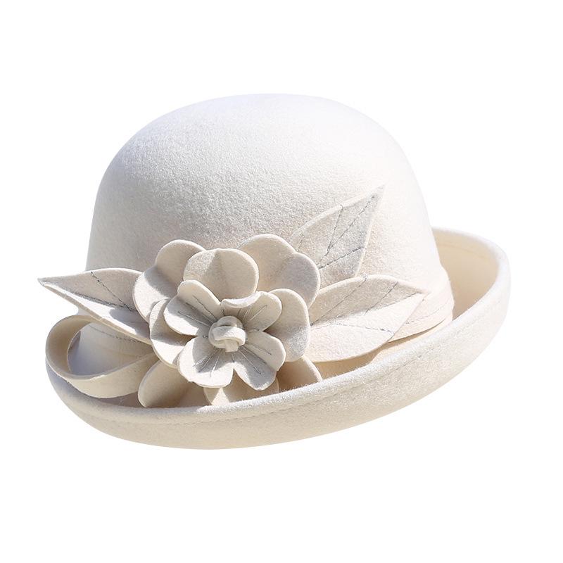 Женская ретро-шляпа-ведро из шерстяного фетра - Элегантные складки по краю для осени/зимы