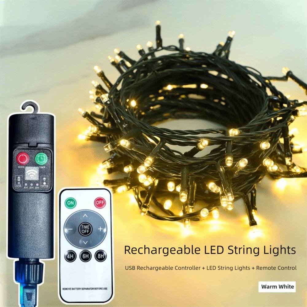 10Meter 100LED Christmas String Lights USB Charging 8 Lighting Modes LED String Light Waterproof Timer Remote Control