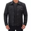 Men's Black Real Soft Lambskin Leather Shirt New Handmade Casual Stylish Biker