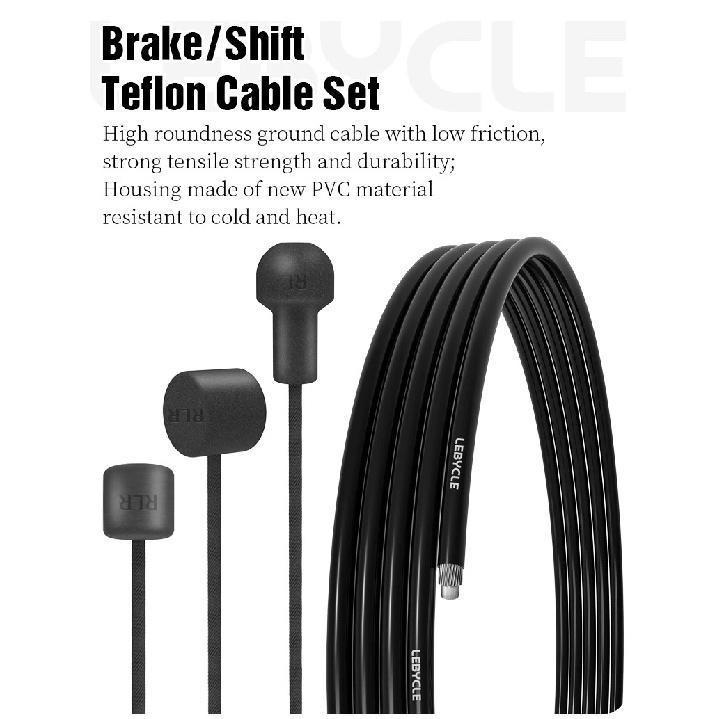 LEBYCLE MTB Road Bike Brake Line 1.7m Derailleur Shift Lnner Wire 1.55/2.1m Brake Hose 2.5m Teflon Coated Bicycle Cable