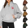 KISSES Women's Casual Loose Long Sleeve Valentine's Day Print Zipper Hoodie Top