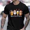 Cotton Funny Christmas Drinking T-Shirt Merry Christmas Santa Beer Print T-Shirt Men Fashion Casual Short Sleeves Breathable Tshirt Tees Tops