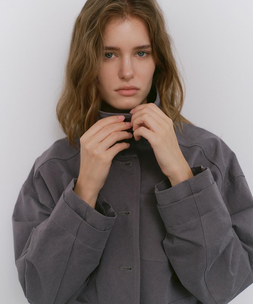CACELE Relaxed Pocket Cotton Jacket, Dusty Gray
