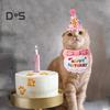 Cat Birthday Party Supplies Pet Hat Bandana Numbers Set Dog Scarf Hat Costume Pet Celebration Accessory for Cats Dogs