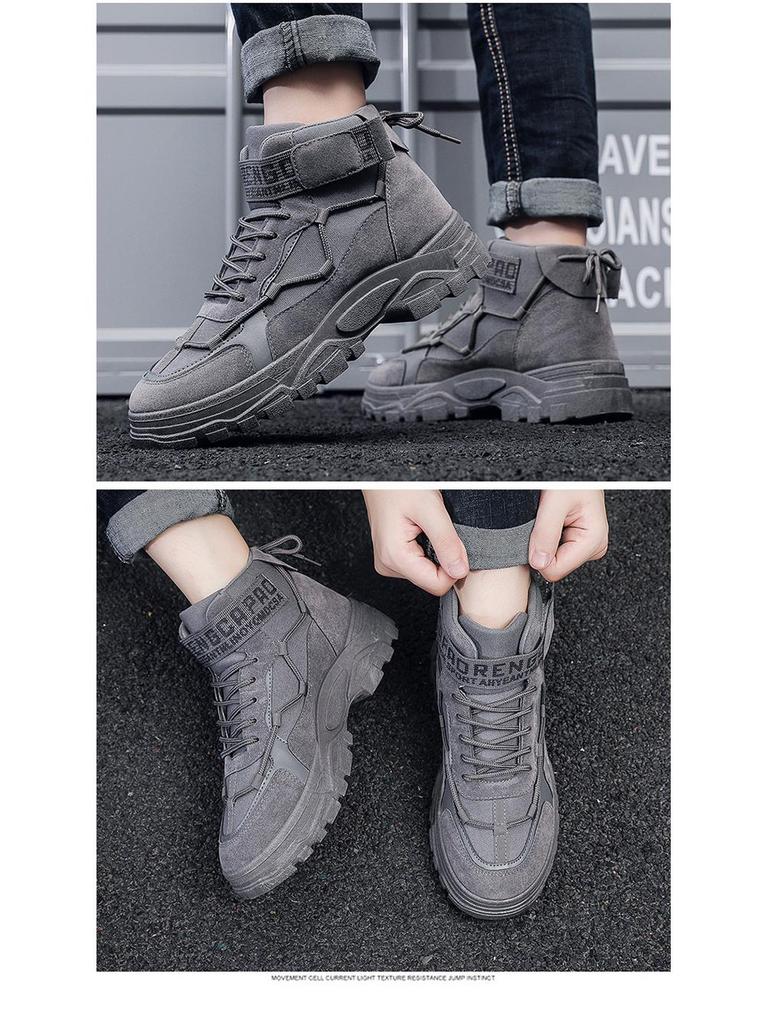 Мужские ботинки Martin на весну/осень — повседневная рабочая одежда с высоким берцем, корейский британский стиль.