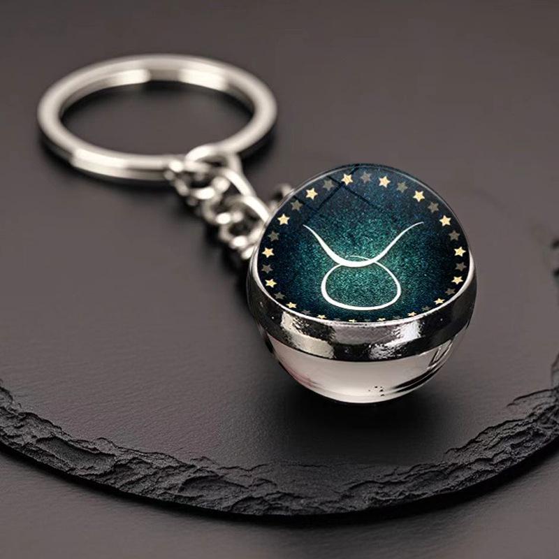 Spherical Luminous Crystal Zodiac Keychain - Virgo & Leo