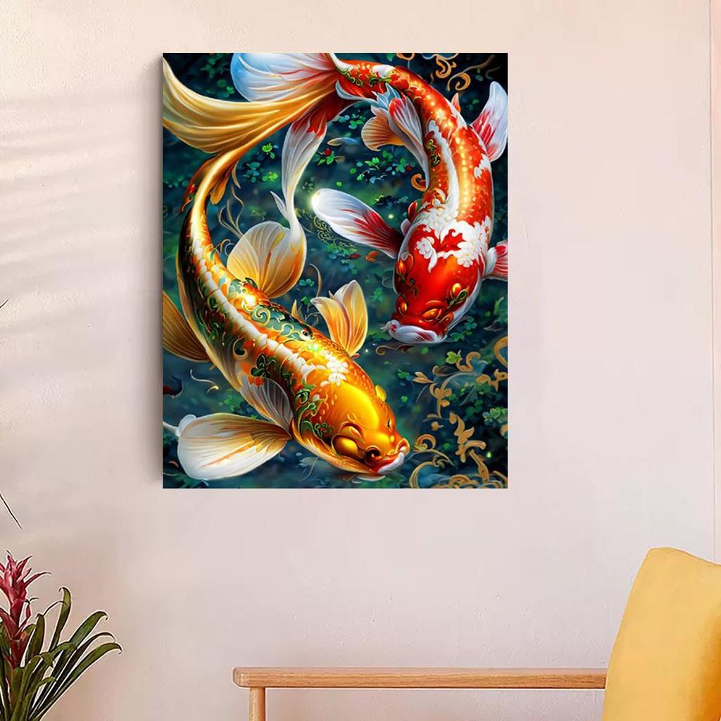 RUOPOTY Краска по номерам для взрослых, начинающих, рыб, животных, набор для акриловой живописи «сделай сам», для декора стен комнаты 40x50 см с рамкой