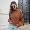 Women Autumn Winter Turtleneck Colorful Blend Balloon Sleeve Loose Chic Sweater S-L