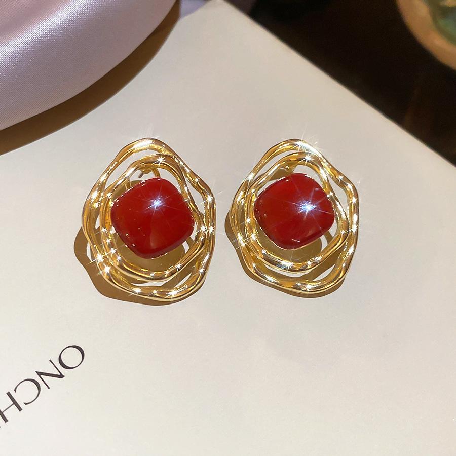 Silver Needle Monet Garden Drip Earrings French Court Style Exquisite Stud Earrings Design Sense Niche Light Luxury Earrings