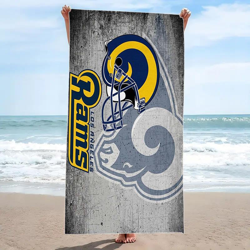 Пляжное полотенце с принтом логотипа Los Angeles Rams, Большое, Мягкое, Быстросохнущее, для Пляжа, Кемпинга, Плавания