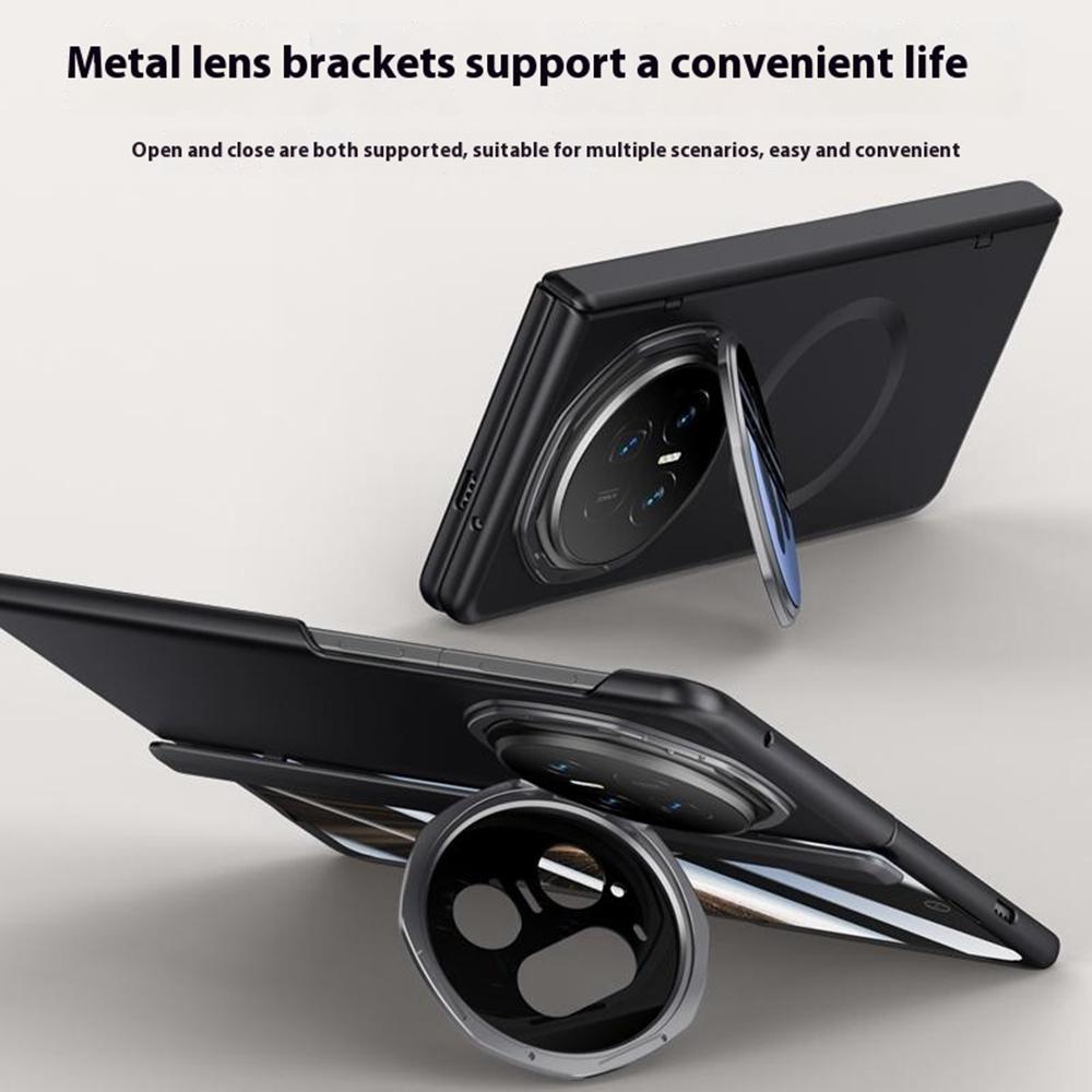 Для Honor Magic V5 5G Магнитный чехол Жесткий ПК Чехол для телефона с HD Закаленным стеклом, Подставка для объектива