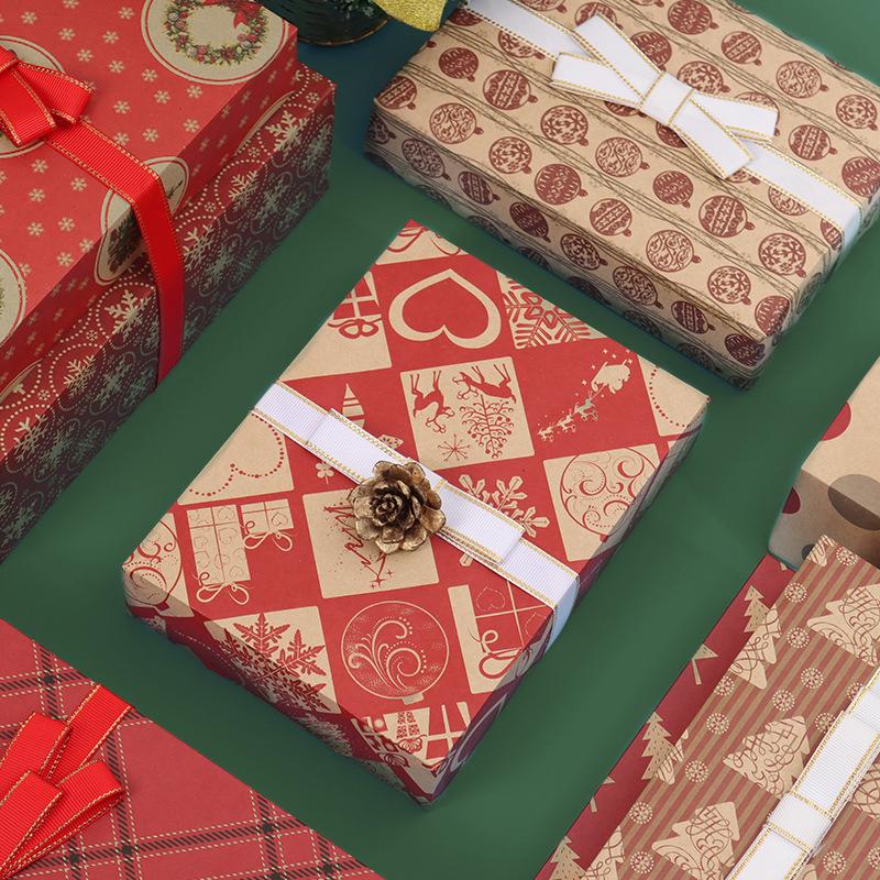 76x50cm Christmas Gift Wrapping Paper Birthday Party Wedding DIY Craft Paper Xmas Tree Snowflake Print Gift Box Packaging Papers
