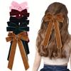 2Styles Velvet Bowknot Hair Clips для женщин Элегантные потные двойные банты Длинные заколки-кисточки Шпильки для укладки волос Корейские аксессуары