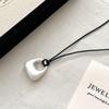 Minimalist Silver Pendant Necklace: Women's Adjustable Black Rope Sweater Chain