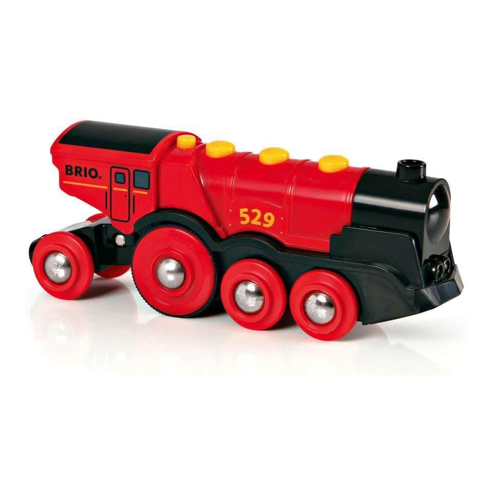 Brio Mighty Action Electric Train Set with Sound and Light 33592, Switchable Manual and Electric, Wooden Toy for Ages 3+