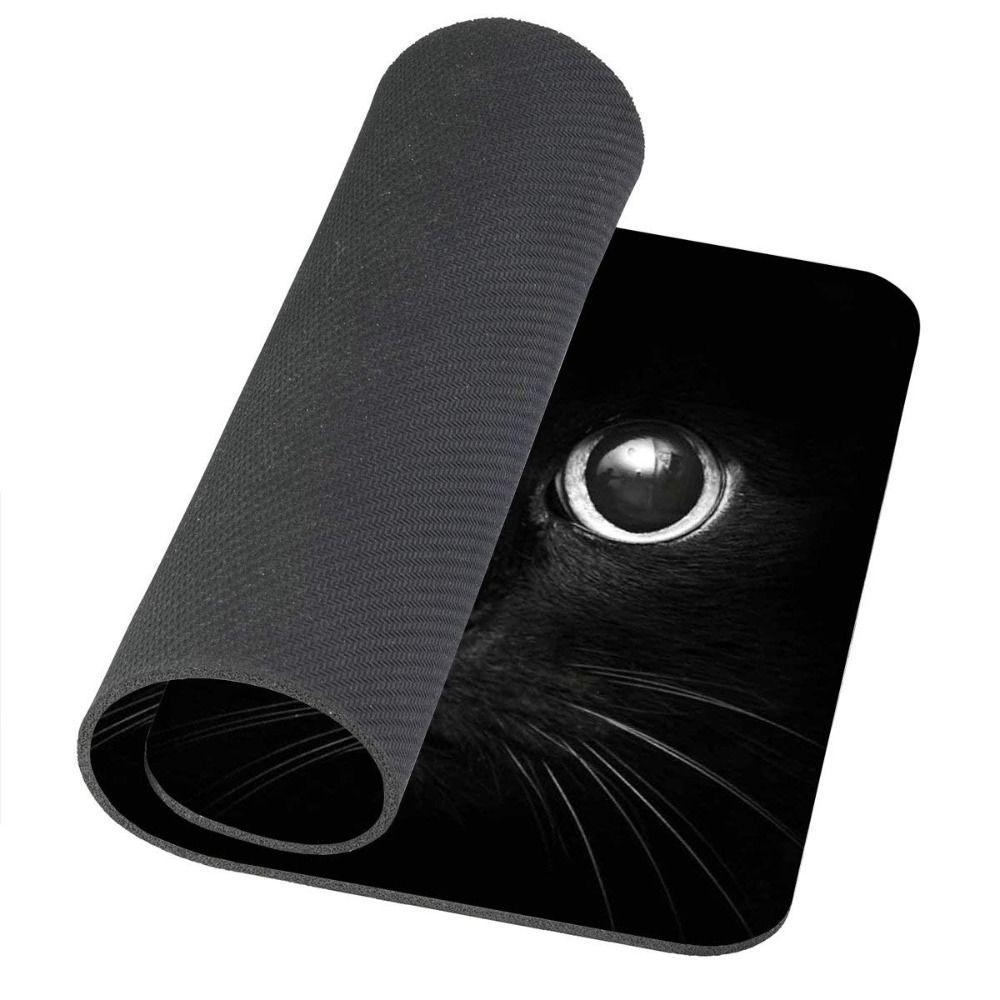 Rubber+cloth Black Cat Gaming Mouse Pad 9.45 X 7.87 X 0.12 Inches Rubber Base Mouse Pad  Office