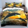 Jumping dolphins, sunset background. Bedding sets Duvet cover sets Duvet covers Pillowcases(1*Duvet Cover 2*Pillowcases without duvet insert)
