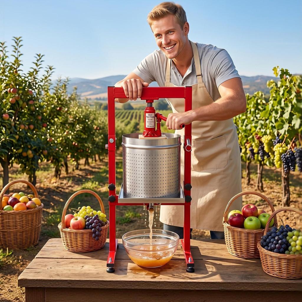 Hydraulic Fruit Wine Press, 7.93Gal/30L, Stainless Steel Heavy Duty Manual Juice Maker, Cider Apple Grape Vegetable Crusher, Cheese/Tincture/Herbal