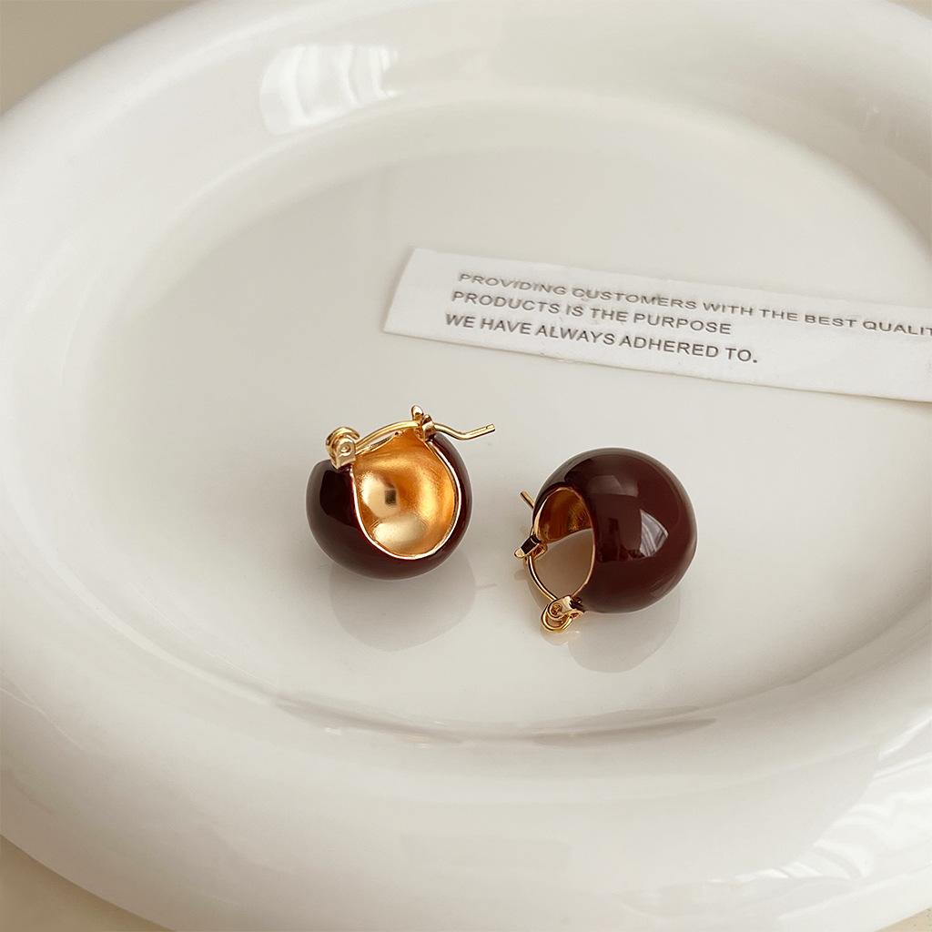 Винтажные винно-красные масляные серьги, легкие роскошные и нишевые пряжки для ушей, простые и универсальные, высококачественные серьги, ювелирные подарки